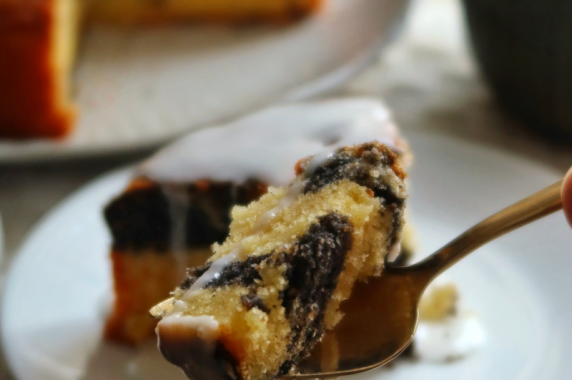 Black Sesame Lemon Marble Cake Recipe